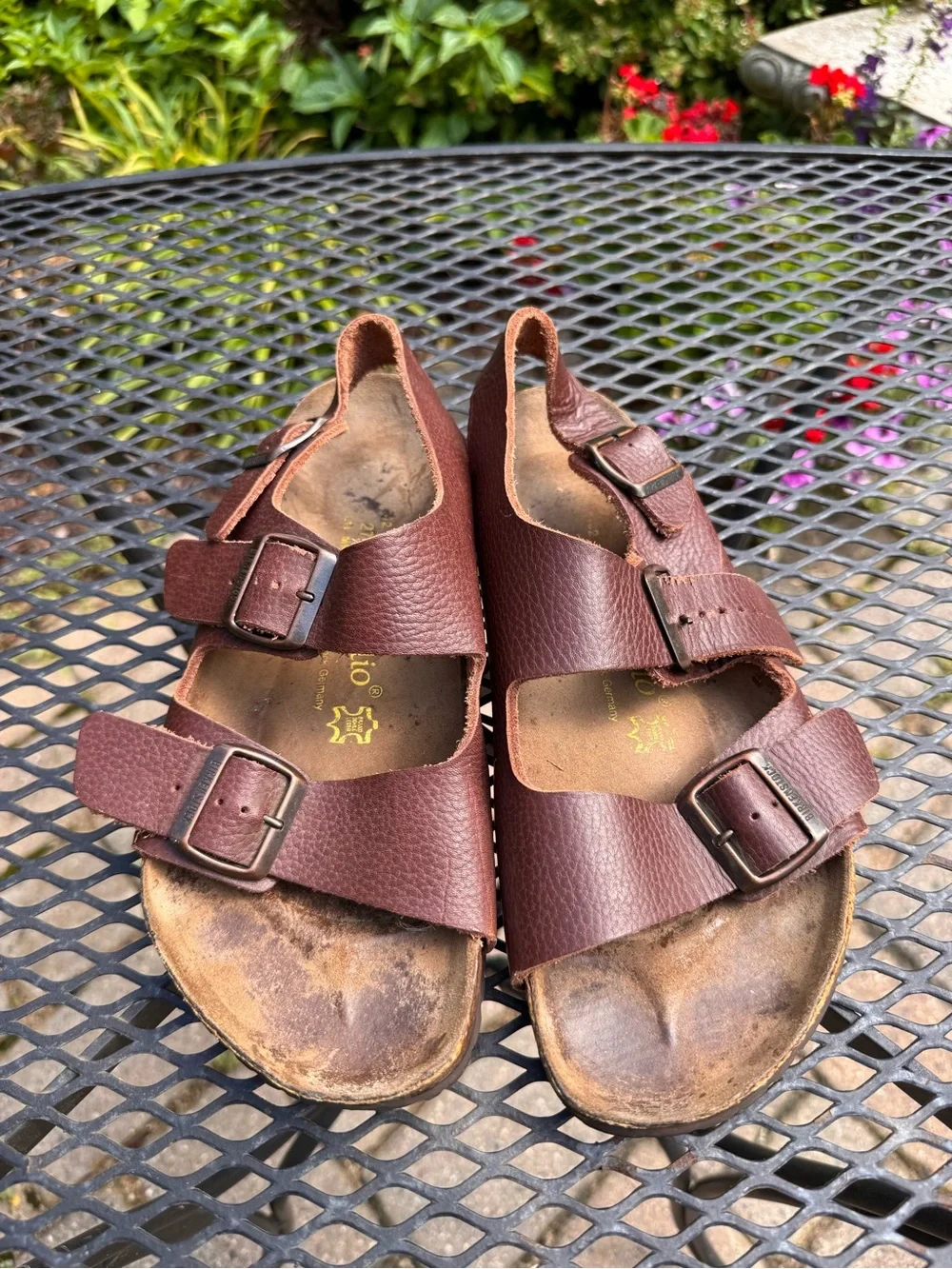 Birkenstock Papillio Brown Double-Buckle Leather Sandals EU 42 US Mens 9
